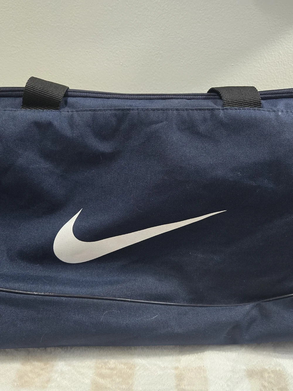 Nike Men's Navy Duffel Bag with White Swoosh